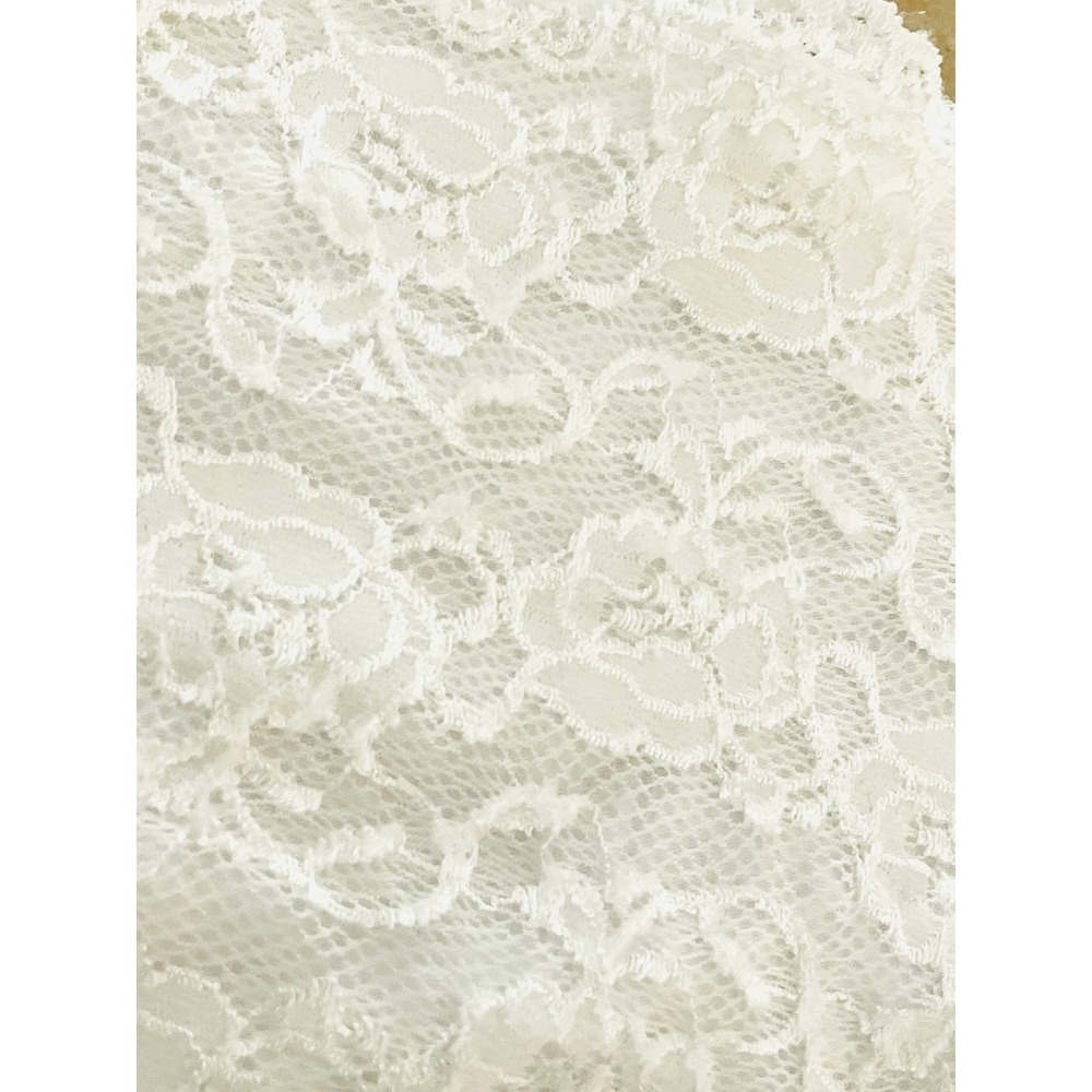 White Floral Lace Bandeau Strapless Tube Top with Sheer Back Size M - Picture 7 of 7